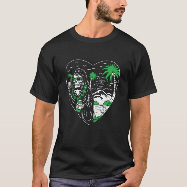 Grim Reaper American Traditional Tattoo Ink Old Sc T-Shirt (Front)
