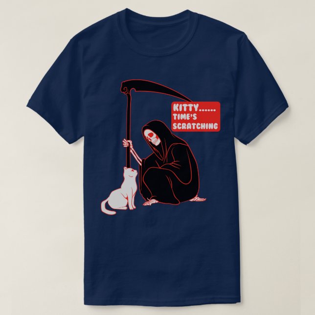 Grim Reaper And Cat T-Shirt (Design Front)