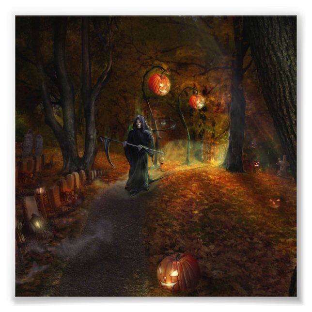 Grim Reaper and pumpkins Photo Print (Front)