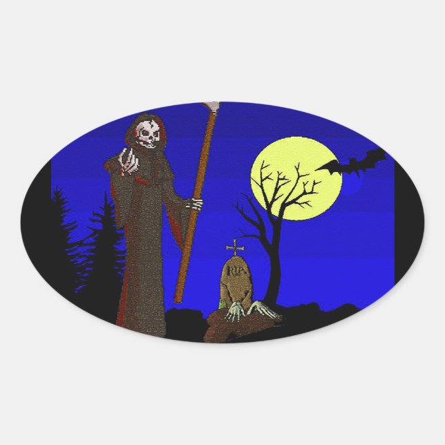 Grim Reaper at Graveyard Oval Sticker (Front)