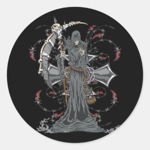 Grim Reaper Awaits Classic Round Sticker