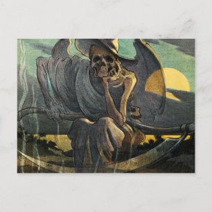 Grim Reaper Awaits with Scythe Postcard