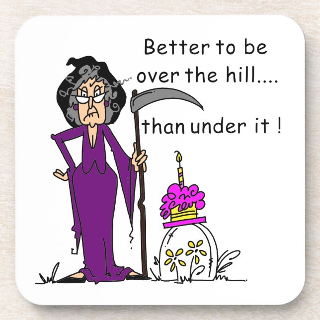 Grim Reaper Birthday Humour Coaster (Front)