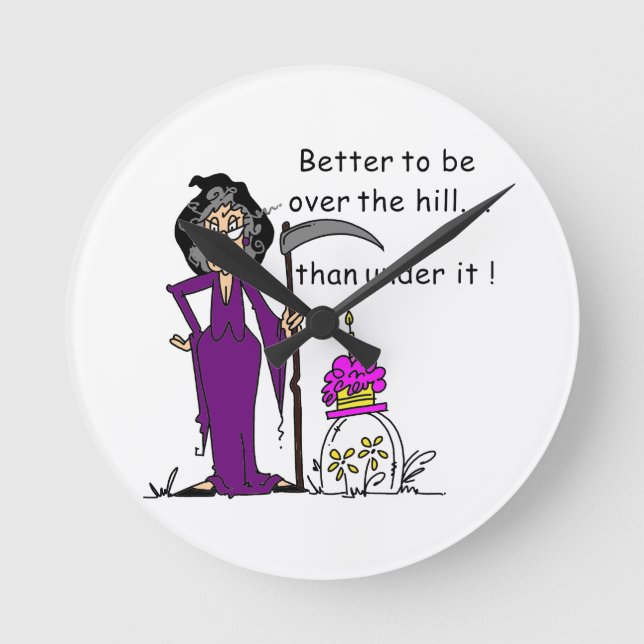 Grim Reaper Birthday Humour Round Clock (Front)