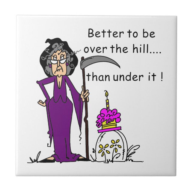 Grim Reaper Birthday Humour Tile (Front)