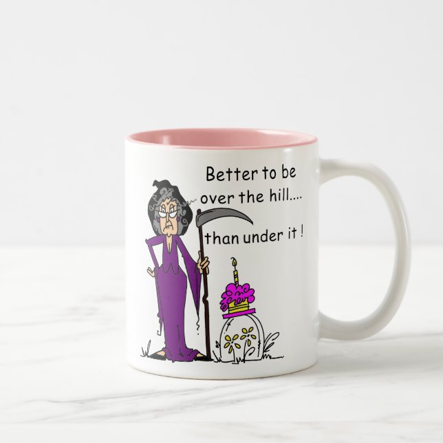 Grim Reaper Birthday Humour Two-Tone Coffee Mug (Right)
