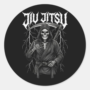 Grim Reaper BJJ Brazilian Jiu Jitsu Combat Sports Classic Round Sticker