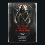 Grim Reaper Black Grunge Halloween Costume Party Invitation<br><div class="desc">Customise for any event</div>