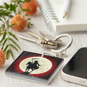 Grim Reaper Blood Moon Gothic Key Ring