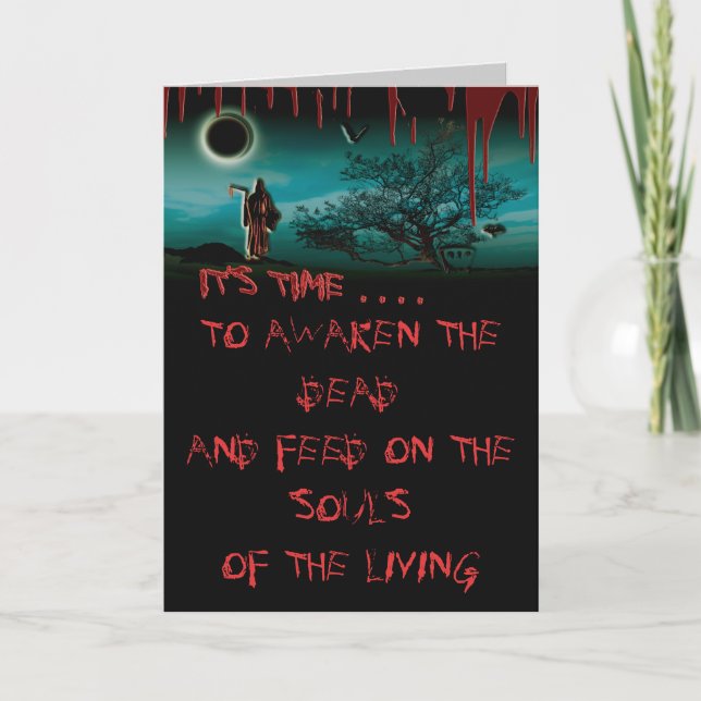 Grim reaper bloody halloween cards (Front)