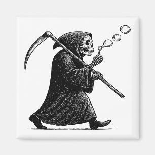 Grim Reaper Blowing Bubbles Magnet