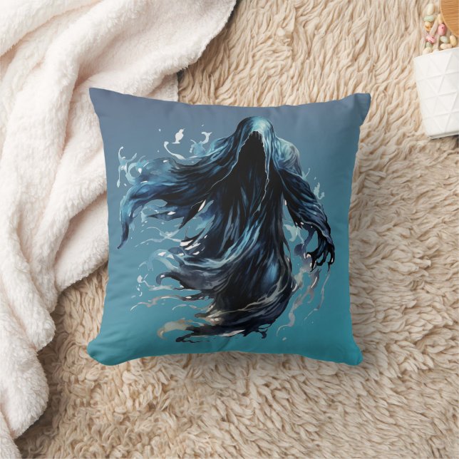 Grim Reaper Blue and Black Creepy Halloween Cushion (Blanket)