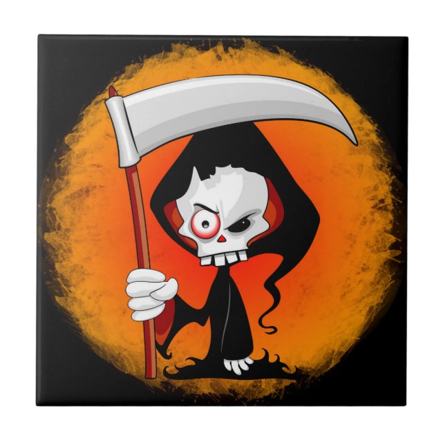 Grim Reaper Cartoon  Ceramic Tile (Front)