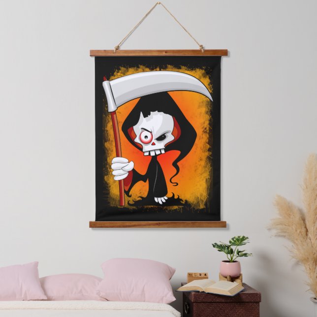 Grim Reaper Cartoon  Hanging Tapestry (Bedroom)