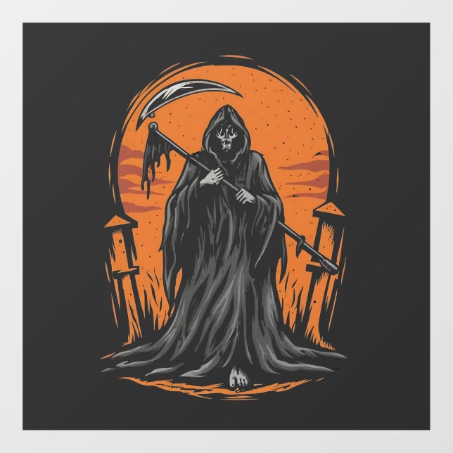 Grim Reaper Cartoon in Sunset Graveyard (Sheet)