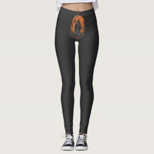 Grim Reaper Cartoon in Sunset Graveyard Leggings