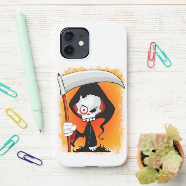 Grim Reaper Cartoon  iPhone Case (On Desk)