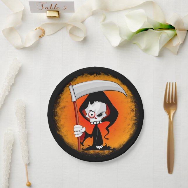 Grim Reaper Cartoon  Paper Plate (Wedding)