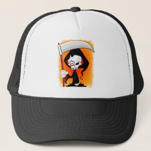 Grim Reaper Cartoon Water Bottle Trucker Hat
