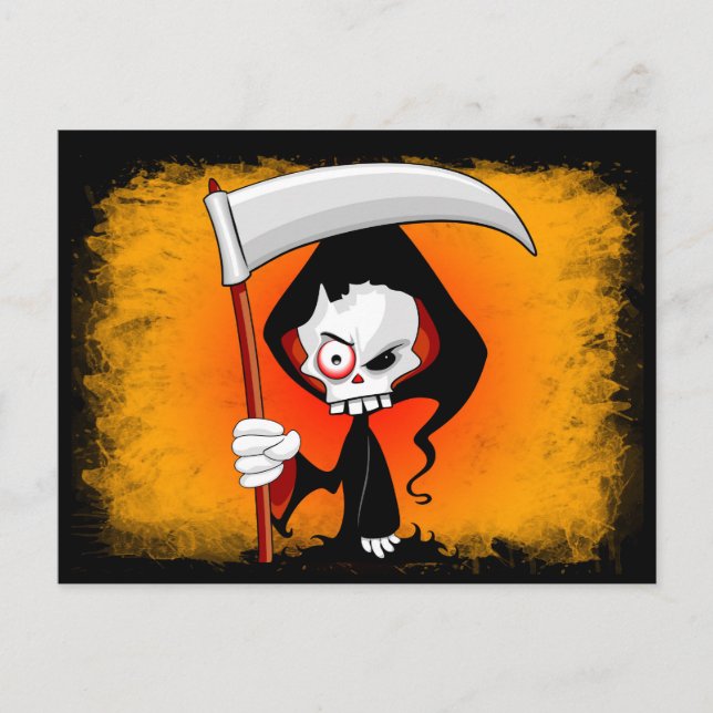 Grim Reaper Creepy Funny Cartoon Postcard (Front)