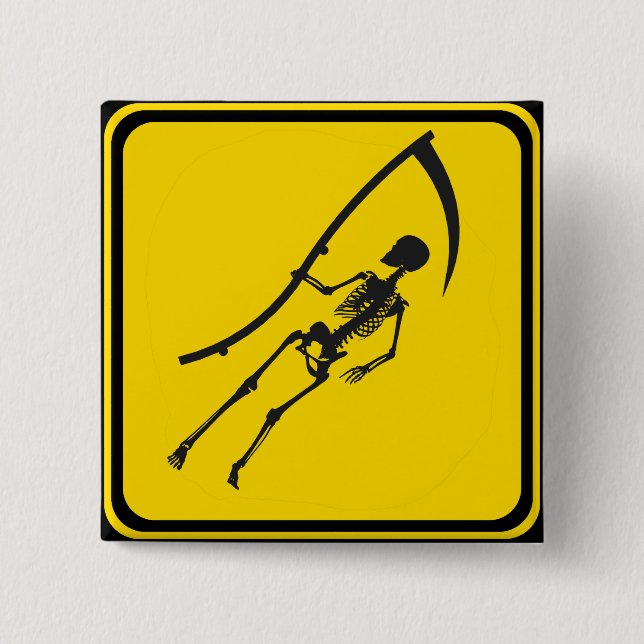 Grim Reaper Crossing! 15 Cm Square Badge (Front)