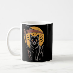 Grim Reaper Death Black Cat Halloween Mum Women Coffee Mug