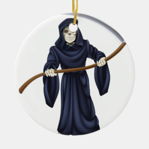Grim Reaper Death Skeleton Ceramic Ornament