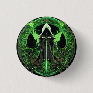 Grim Reaper Emblem In Green6 3 Cm Round Badge