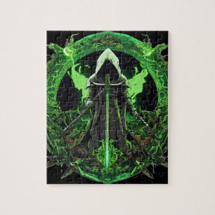 Grim Reaper Emblem In Green6 Jigsaw Puzzle