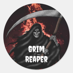 Grim Reaper Fire Inferno Halloween Degien Sticker 