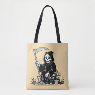 Grim Reaper Gardening Flowers Tote Bag
