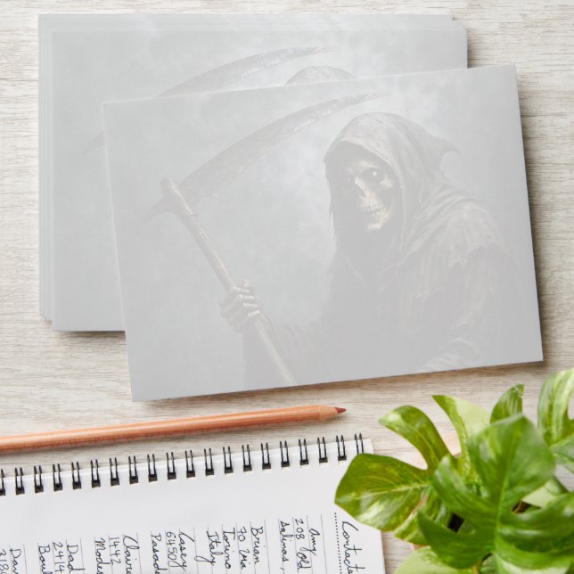 Grim Reaper Graveyard Halloween  Envelope (Stacked)