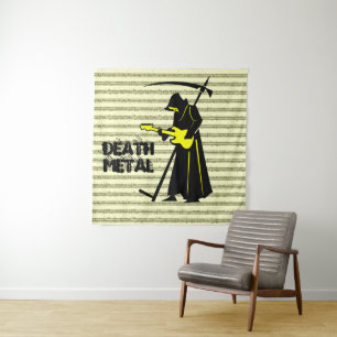 Grim Reaper Guitar ☠️Gothic Skull Design Tapestry