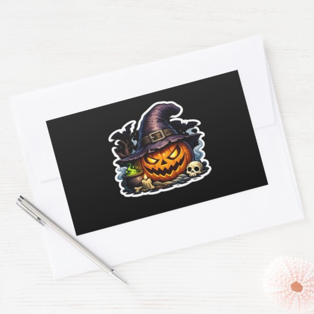 💀🎃 Grim Reaper Halloween — Dark skeleton reaper  Rectangular Sticker (Envelope)