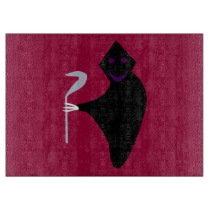 Grim Reaper Halloween Glass Cutting Board