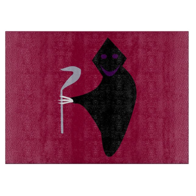 Grim Reaper Halloween Glass Cutting Board (Front)