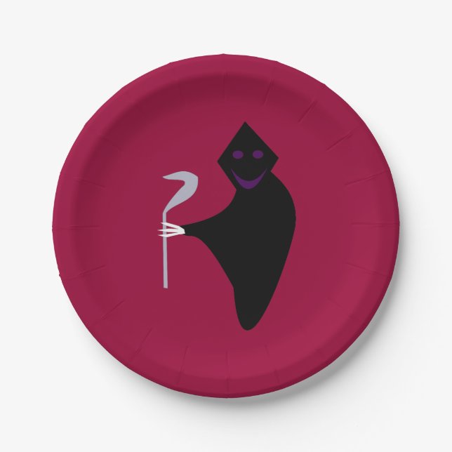 Grim Reaper Halloween Paper Party Plates (Front)