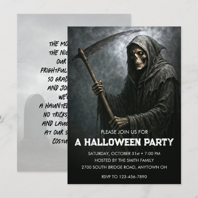 Grim Reaper Halloween Party Invitation (Front/Back)