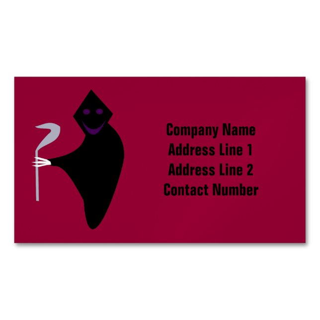 Grim Reaper Halloween Personalised Magnetic Business Card (Front)