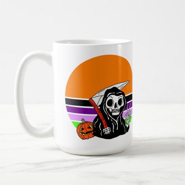 Grim Reaper - Halloween Sunset Jack O'Lantern Coffee Mug (Left)