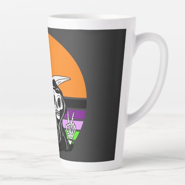 Grim Reaper - Halloween Sunset Jack O'Lantern Latte Mug (Right)