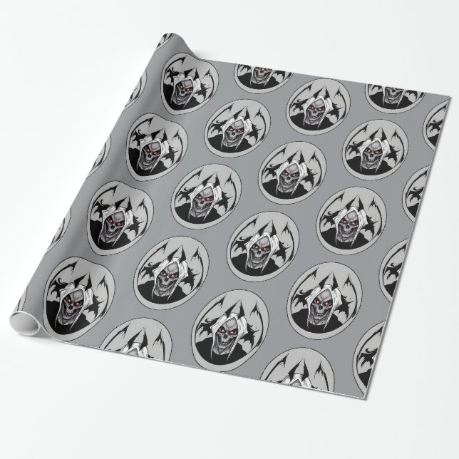 Grim Reaper Halloween Wrapping Paper (Unrolled)