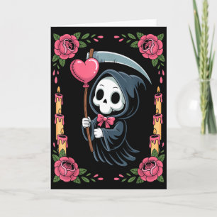 Grim Reaper Heart Balloon Rose Candle Spooky Goth  Card