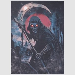Grim Reaper Horror Illustration Decoupage Tissue Paper