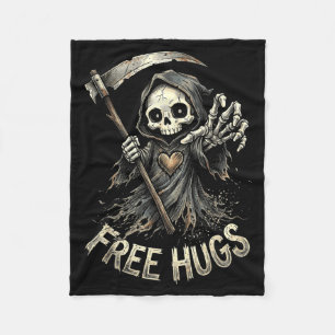 Grim Reaper Hugs Skeleton Dark Humour Fleece Blanket
