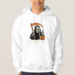 Grim Reaper I Love My Job Halloween Design Hoodie