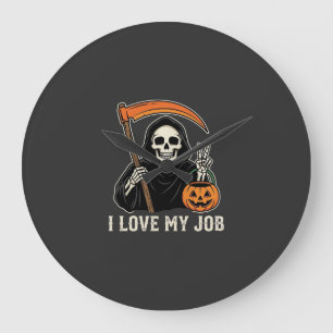 Grim Reaper I Love My Job Halloween Design Large Clock