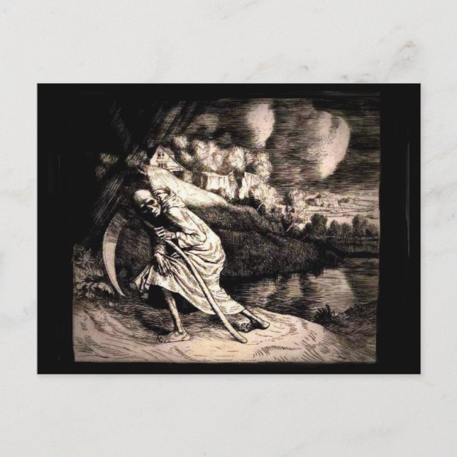 Grim Reaper in black postcard (Front)