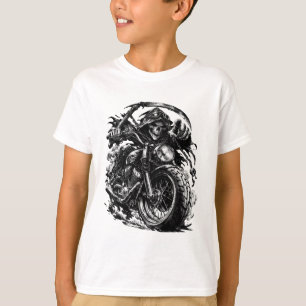 Grim Reaper Motorcycle Rider Illustration T-Shirt