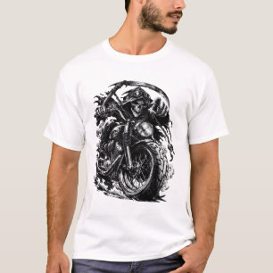 Grim Reaper Motorcycle Rider Illustration T-Shirt